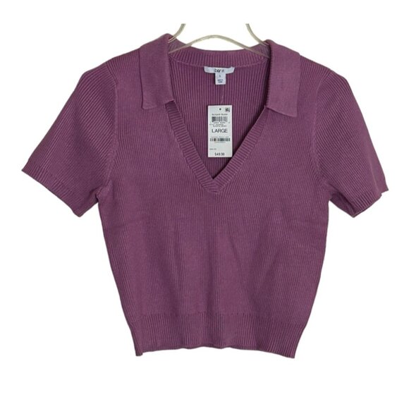 Bar III Large Short High Waist Ribbed Trim Short Tops Color Blissful Berry - Picture 3 of 8